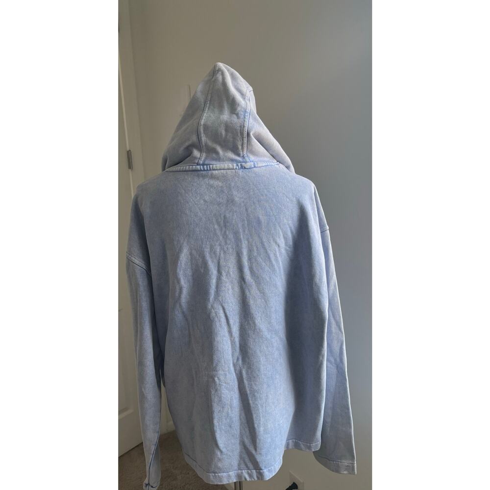 NWT Zara Denim Stone Washed Long Sleeve Quarter Zip Kangaroo‎ Pocket Hoodie L-XL - Picture 5 of 9